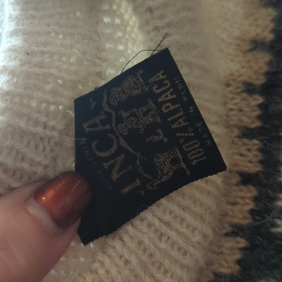 Peruvian Made 100% Alpaca Gray/Cream Fairisle Soft Chunky Winter Sweater Sz L - Picture 4 of 8